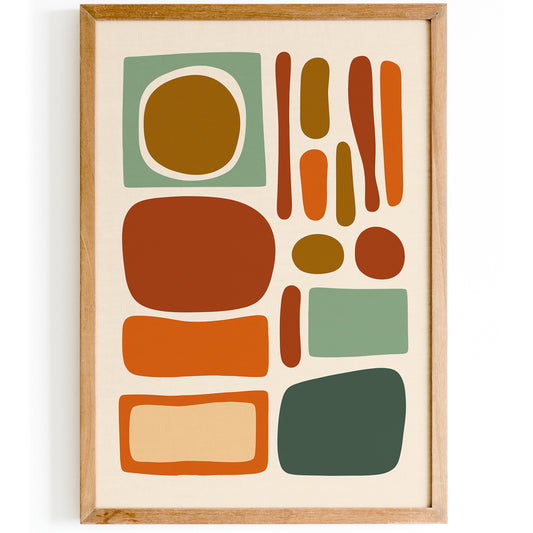 Burnt Orange Green Abstract Poster