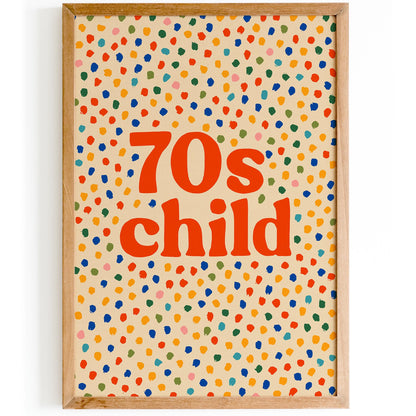 70s Child Poster - Retro Abstract Colorful Wall Art
