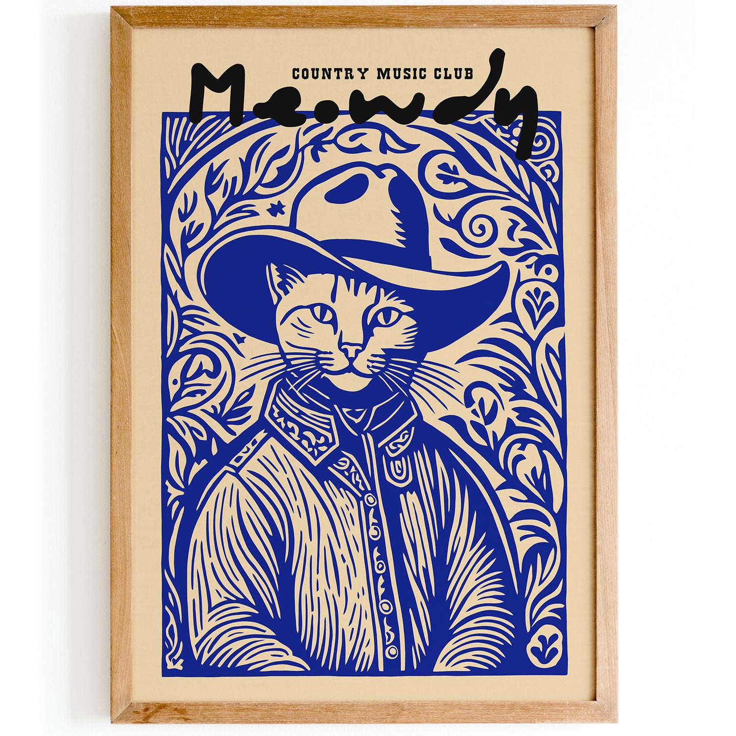 Country Music Club Meowdy Blue Cat Poster