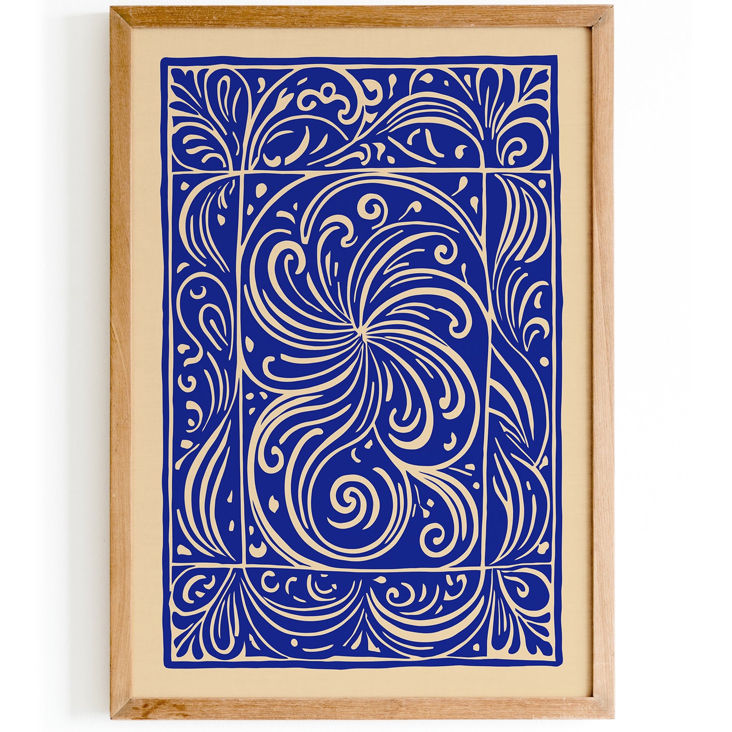 Cobalt Blue Retro Abstract Wall Art