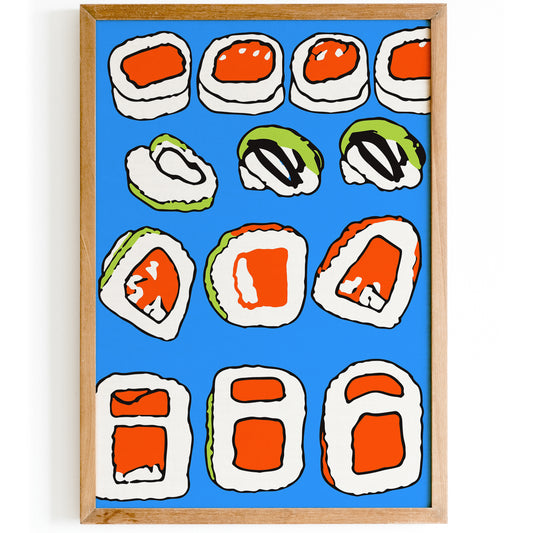 Retro Cute Sushi Poster