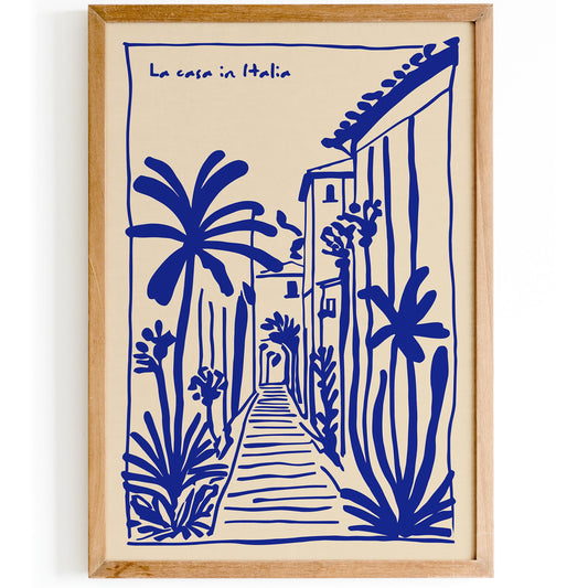 La Casa in Italia Poster - Blue Ink Italian Wall Art