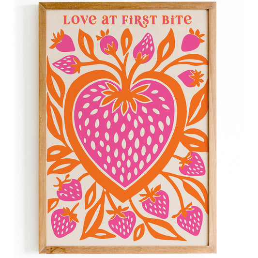 Love at First Bite Strawberry Pop Art Print