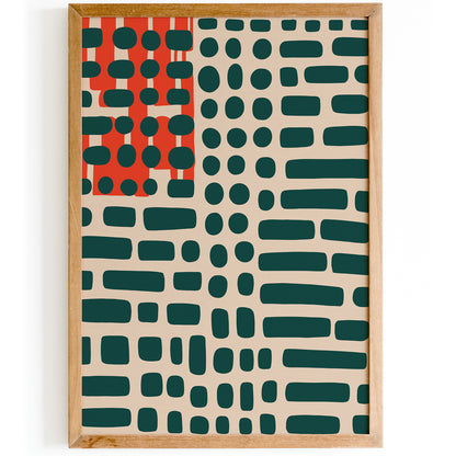 Mid Century Abstract Green Art Print