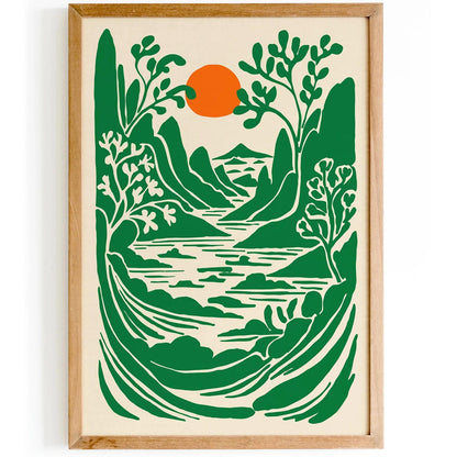 Green Tropical Landscape Print – Modern 2025 Wall Art