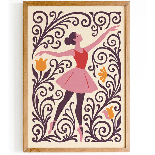 Ballerina Dancer in Purple and Pink Tones Poster