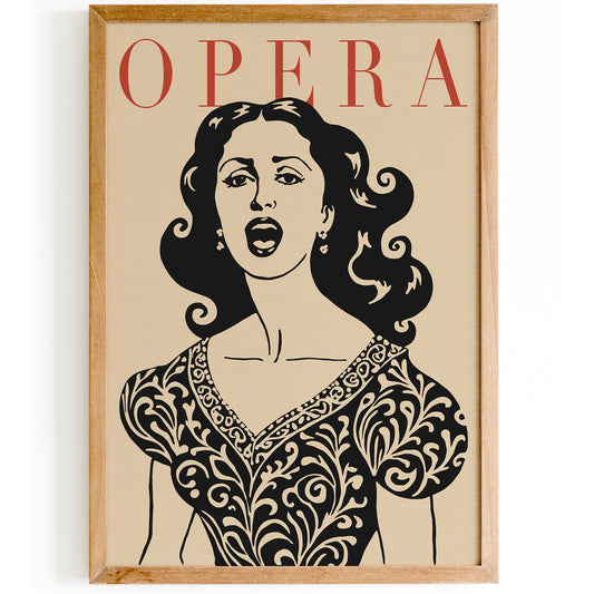 Opera Singing Woman Art Print – Elegant Music Wall Decor