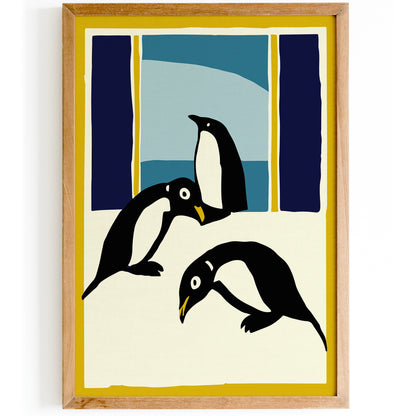 Retro Penguins Cute Poster