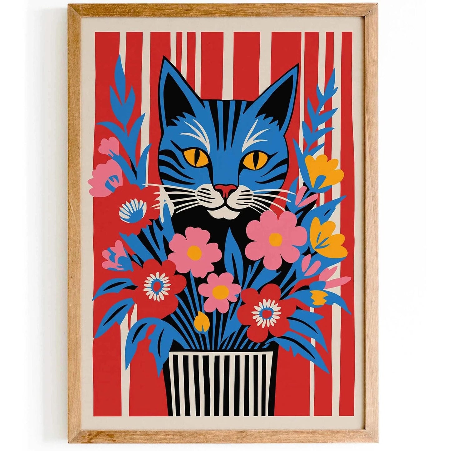 Floral Feline Wall Art Poster