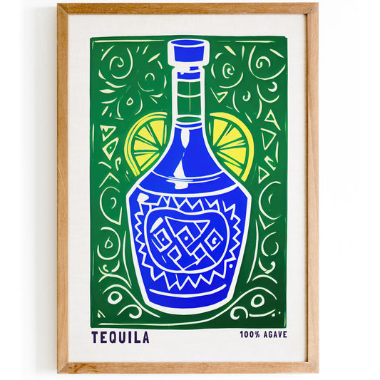 100% Agave Retro Tequila Poster