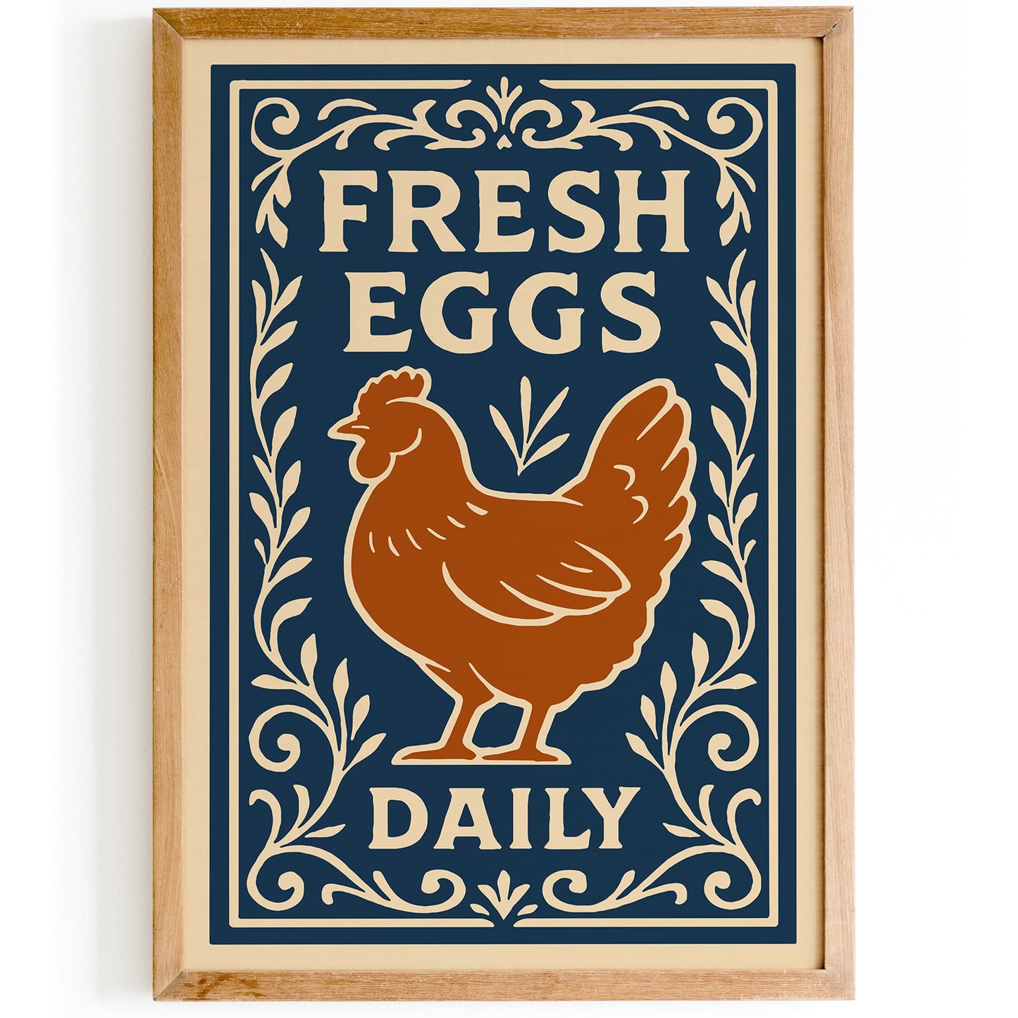 Fresh Eggs Daily Poster - Retro Kitchen Wall Art Print