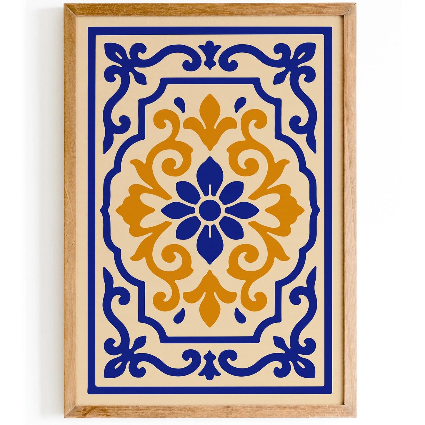 Rococo Style Ornamental Floral Blue Art Print