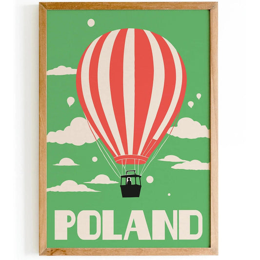 Poland Hot Air Balloon Travel Poster