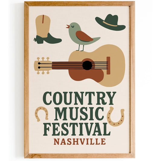 Country Music Festival Poster - Nashville Travel Wall Art