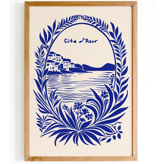 Cote d Azur French Blue Travel Art Print