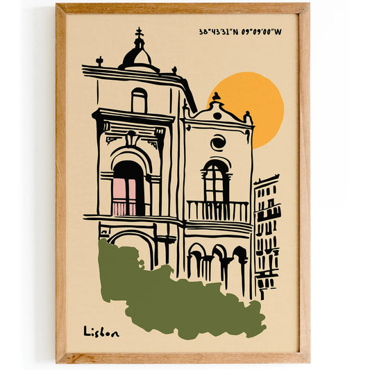 Lisbon Travel Poster Print – Romantic Portugal Wall Art