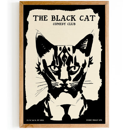 The Black Cat Comedy Club B&W Poster