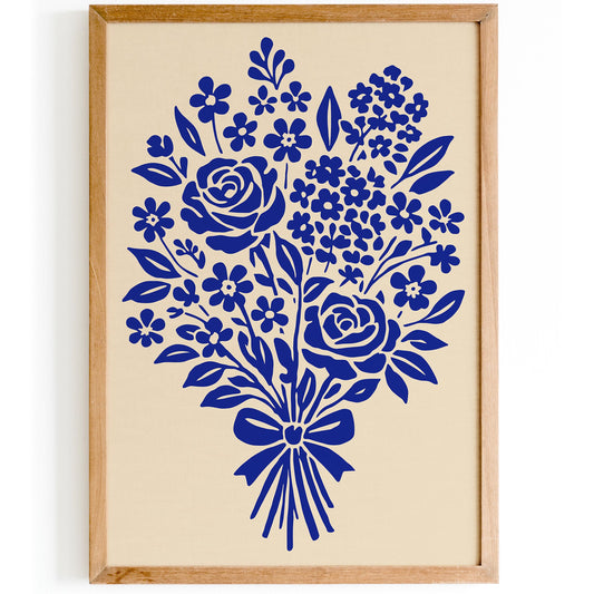 Blue Bouquet of Flowers Poster
