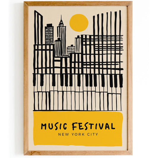 Music Festival New York City Yellow Poster
