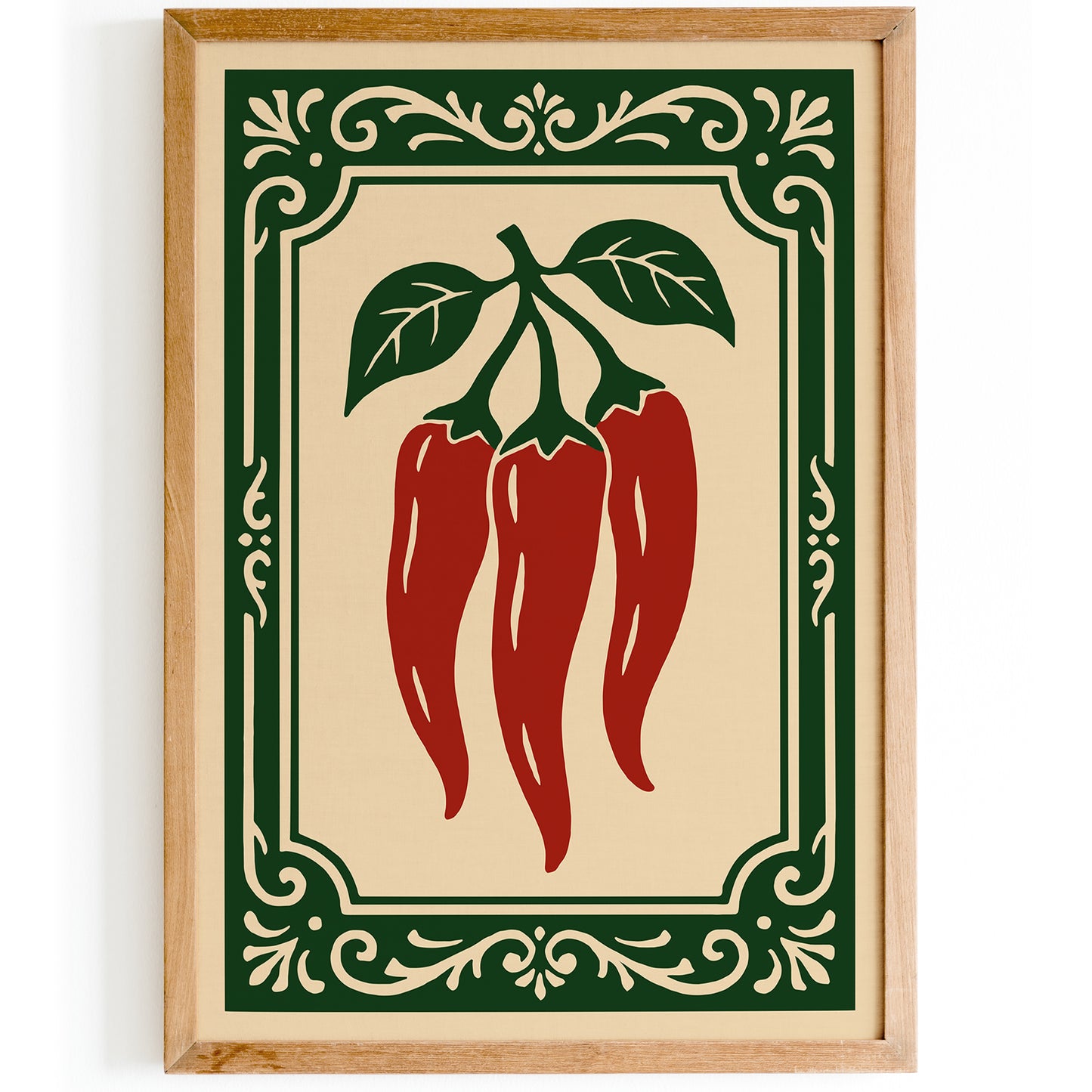 Chilli Peppers Rococo Style Kitchen Wall Art Print