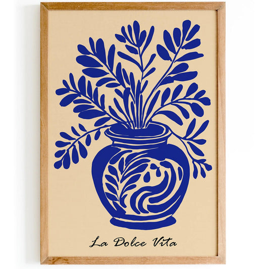 La Dolce Vita Blue Floral Poster 2025