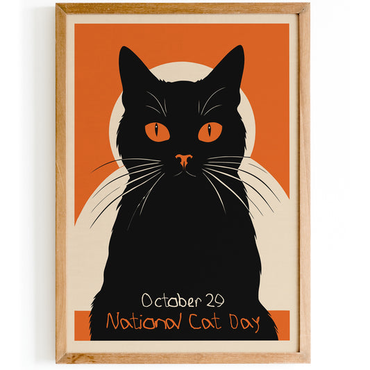 National Cat Day - Retro Poster