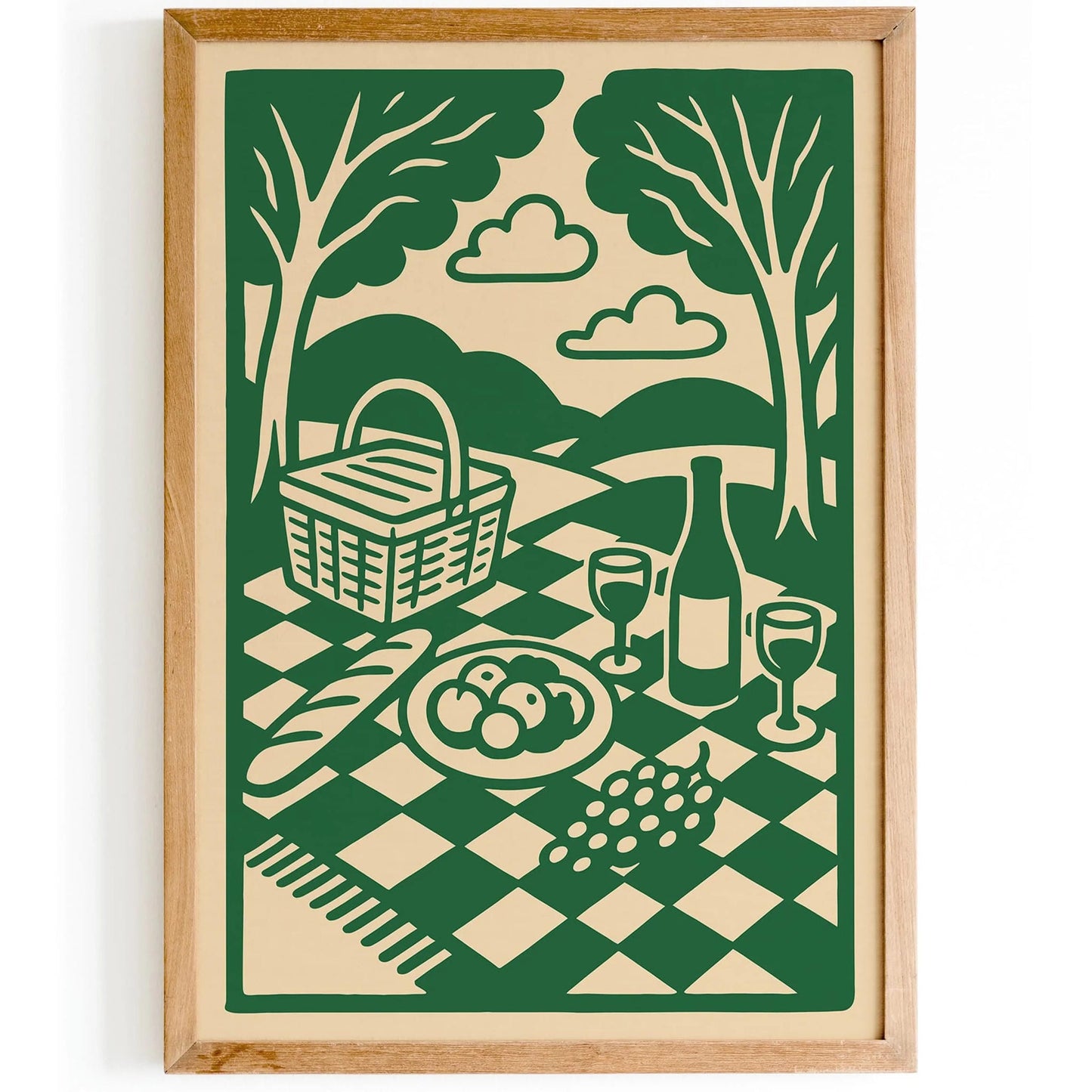 Hyde Park London Picnic Illustration Poster in Green