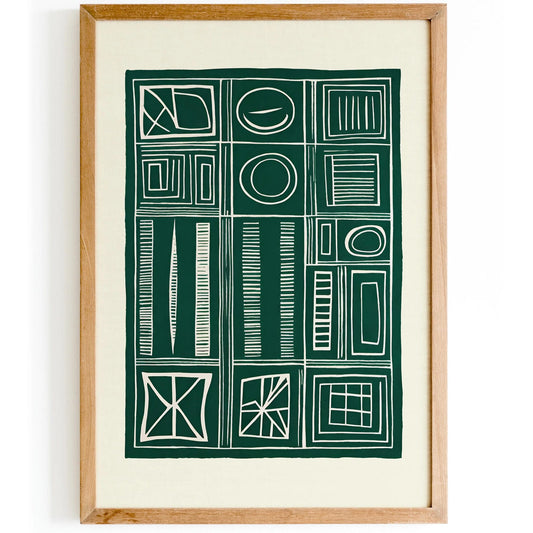 Mid-Century Modern Green Shapes Print