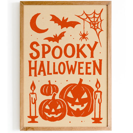 Halloween Pumpkin Wall Art Print – Spooky Orange Fall Decor