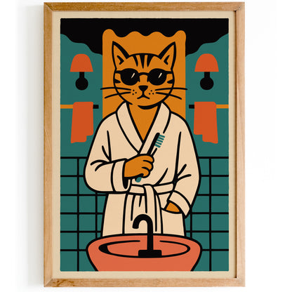 Cool Cat Bathroom Poster