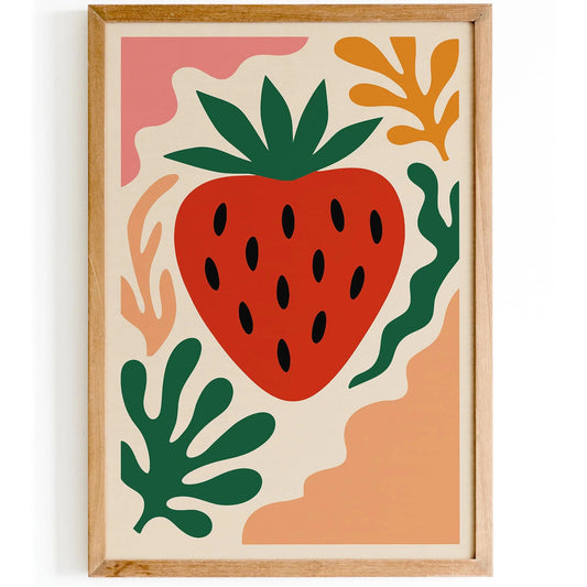 Bohemian Retro Strawberry Poster