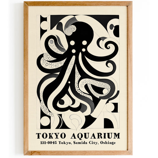 Tokyo Aquarium Black and White Poster