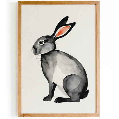 Watercolor Grey Rabbit Art Print
