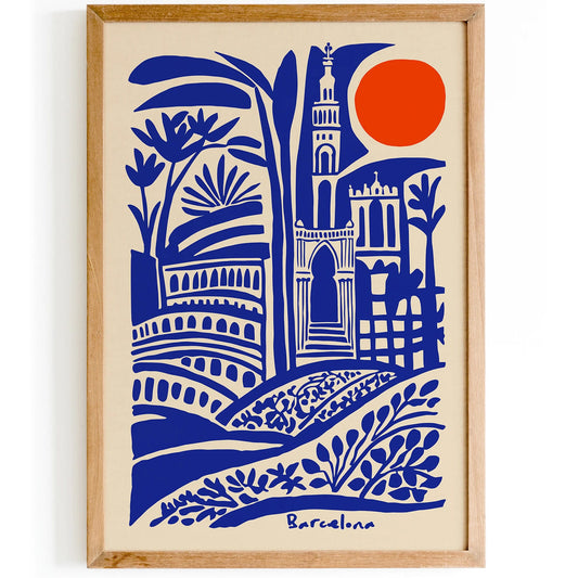 Barcelona Architecture Blue Poster