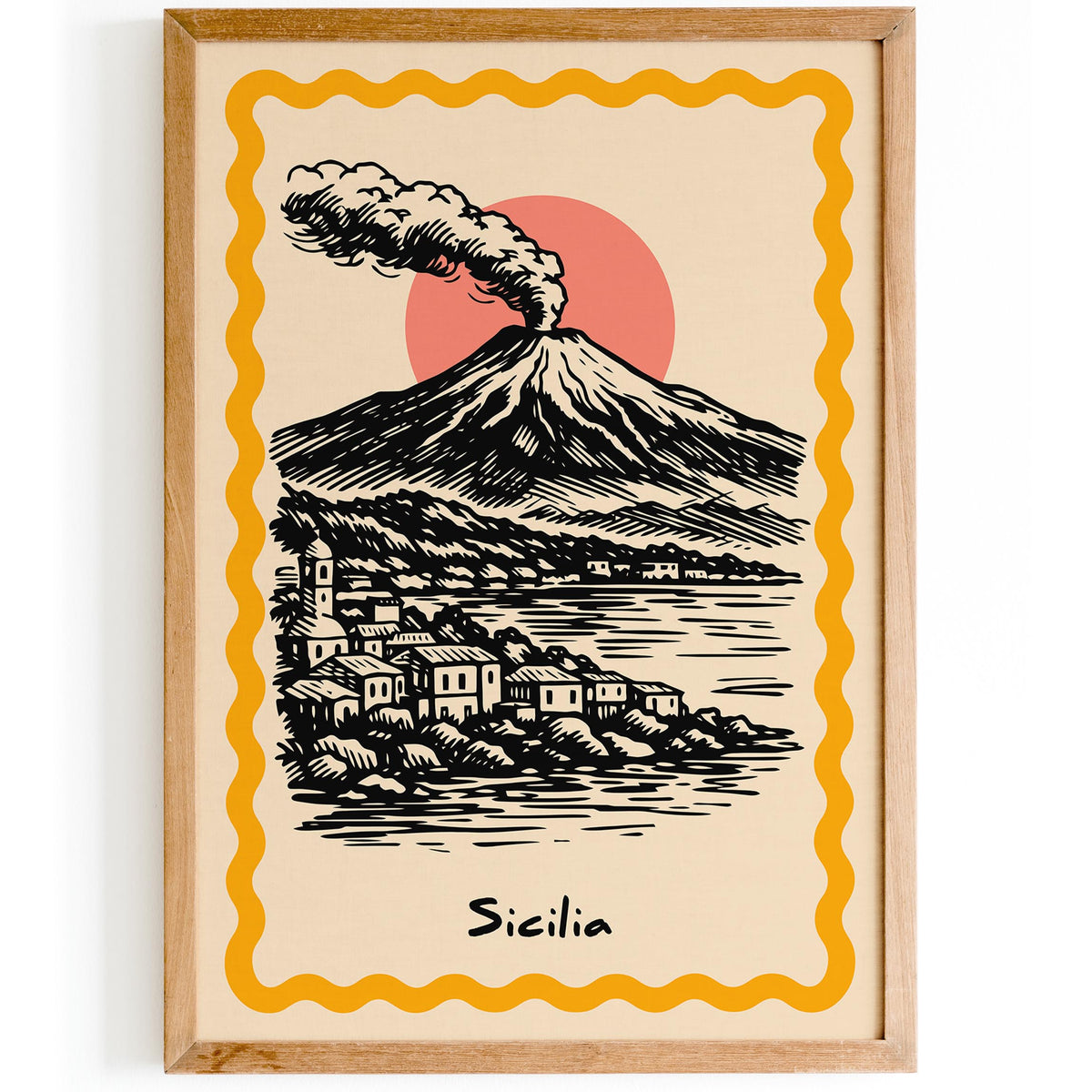 Sicily Mount Etna Travel Poster