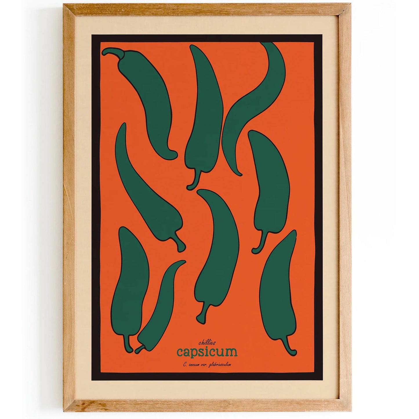 Retro Capsicum Chillies Wall Art Poster