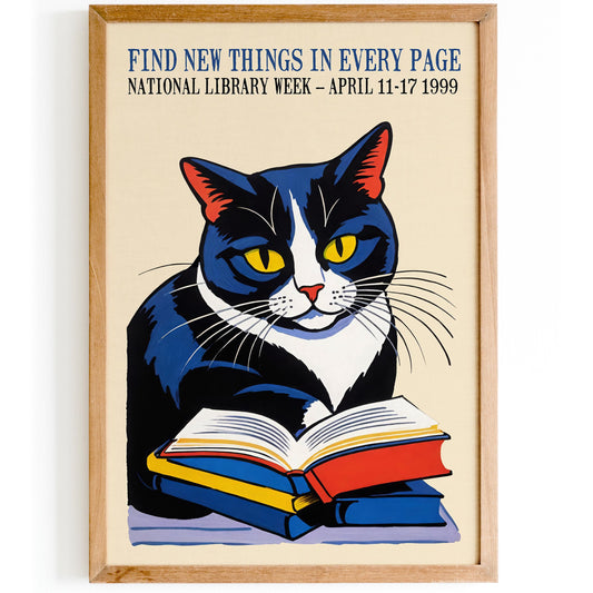 Reading Cat Poster