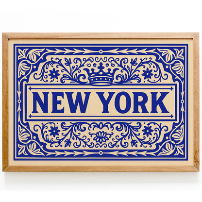 Rococo New York City Typography Horizontal Art Print