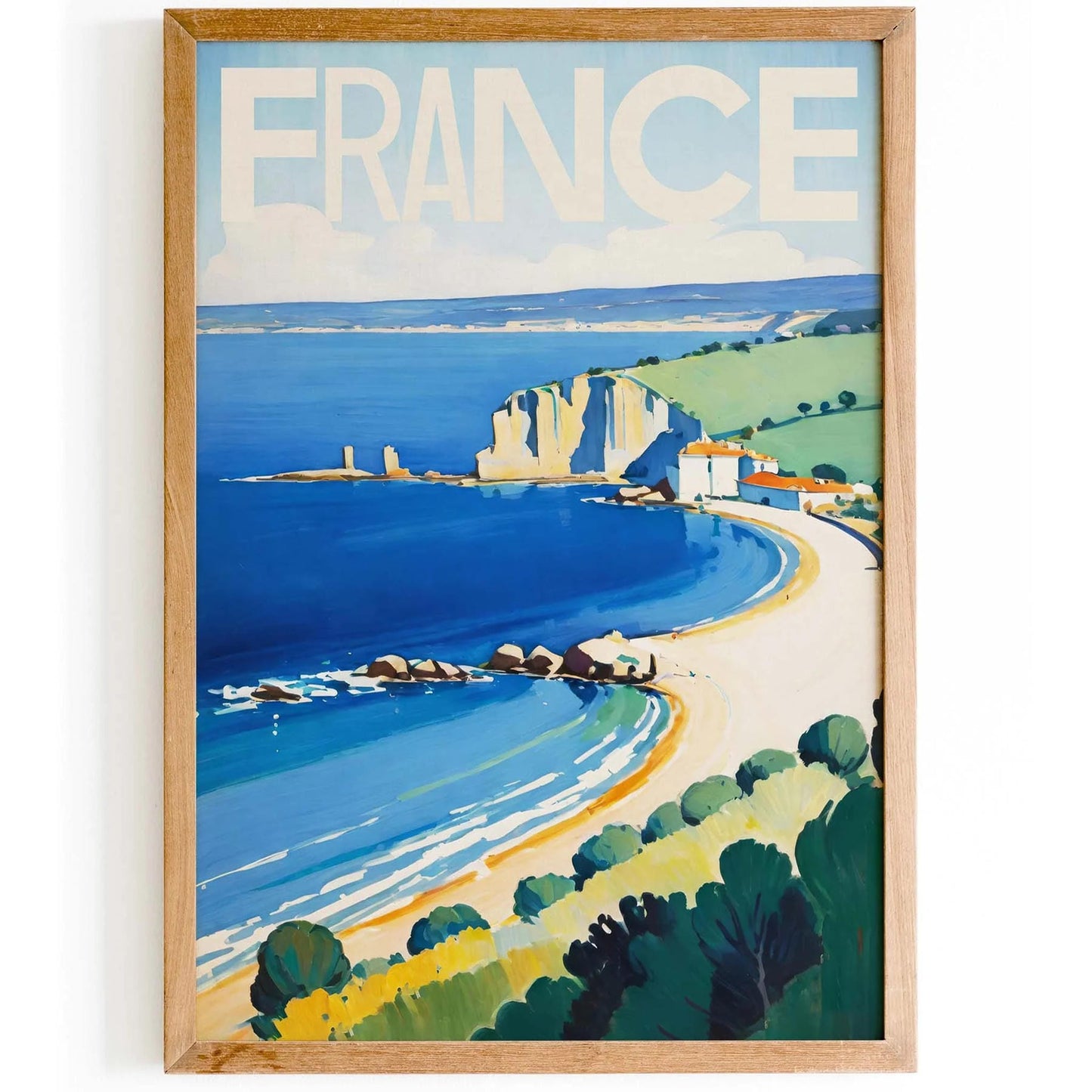 France Coastal Vintage Travel Poster