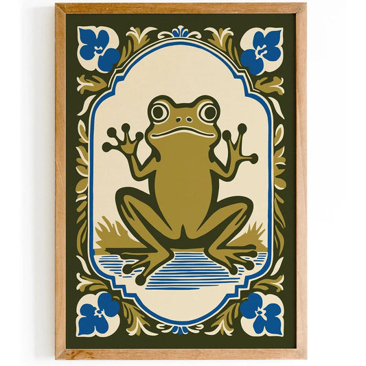 Green Cute Frog Nature Wall Art