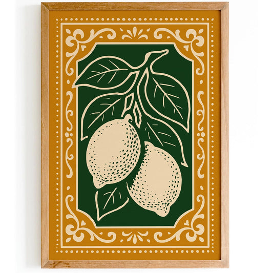 Rococo Lemons Poster for Kitchen Wall Decor