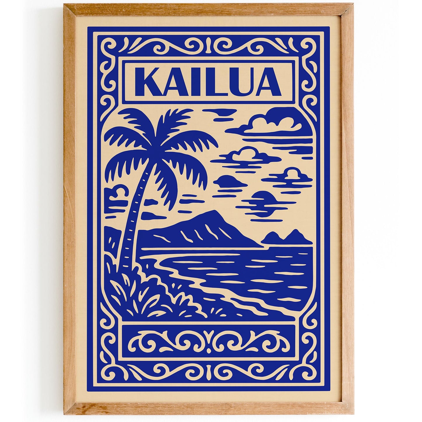 Kailua Travel Poster - Blue Hawaii Landscape Wall Art Print