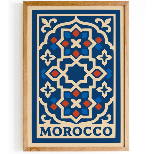 Morocco Blue Ornamental Pattern Poster