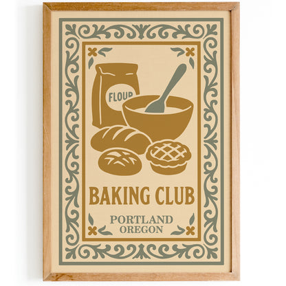 Baking Club Portland Oregon Poster - Kitchen Wall Art