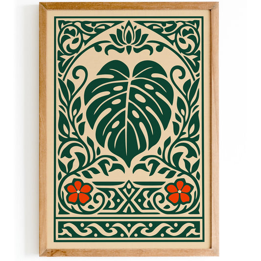 Monstera Deliciosa Poster – Boho Botanical Leaf Wall Art Print