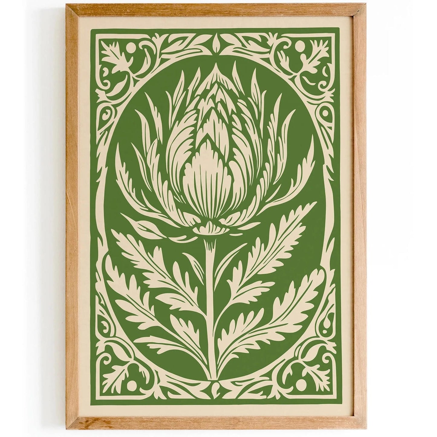 Green Rococo Artichoke Vintage Poster