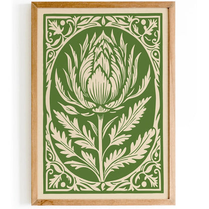 Green Rococo Artichoke Vintage Poster