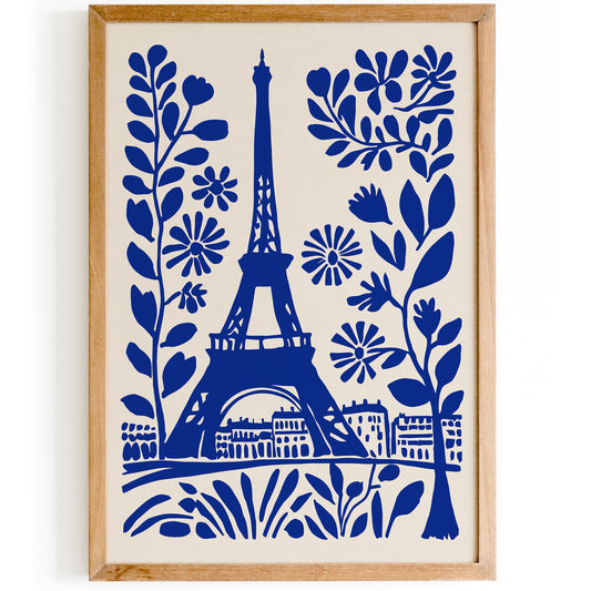 Paris France Blue Eiffel Tower Art Print 2024