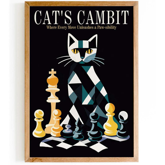 Cat Chess Wall Art Print