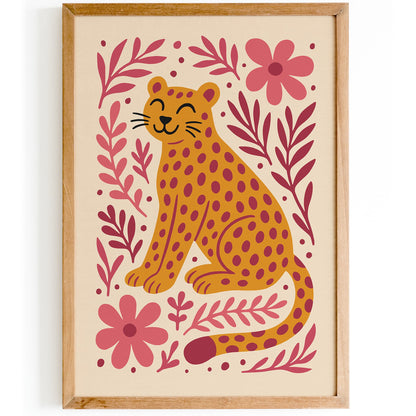 Cute Little Cheetah in Flowers Poster